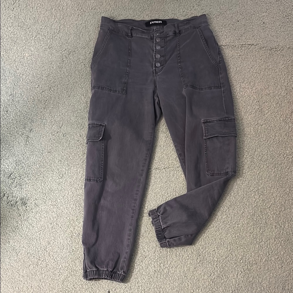 Express Gray Denim Jogger Jean Pants Size 8